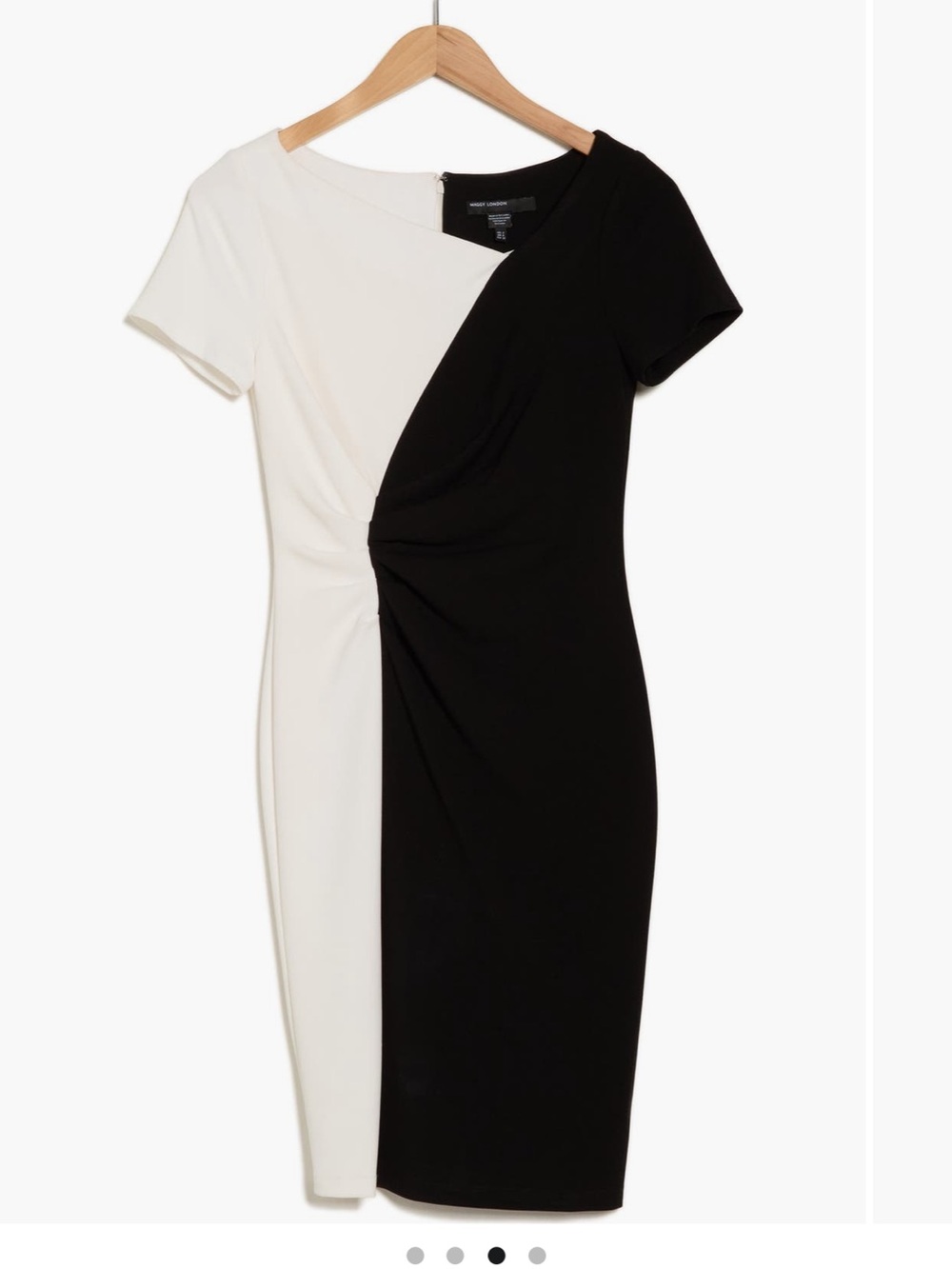 Maggy London Black & White Twist-Detail Midi Dress